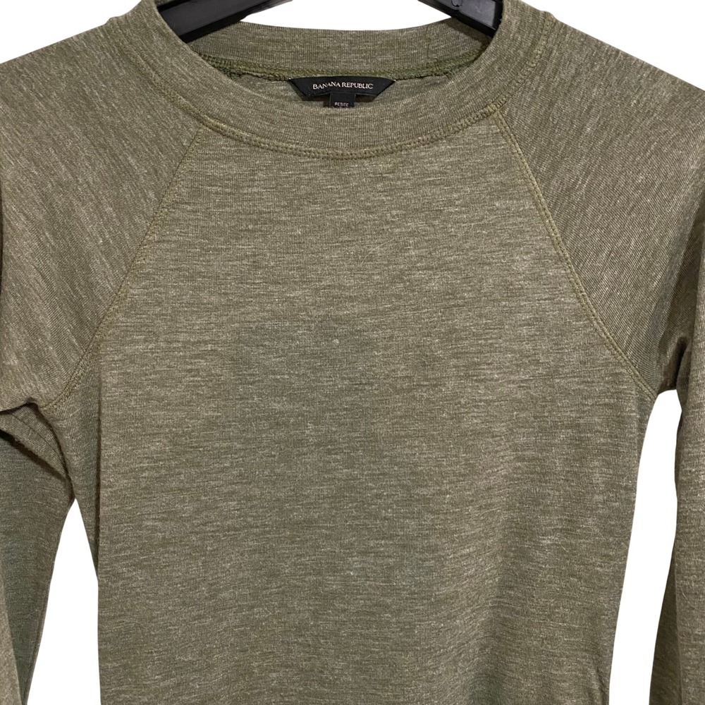 Banana Republic Minimalist Dress Womens SP Green Ruched Raglan Long Sleeve - Picture 3 of 7